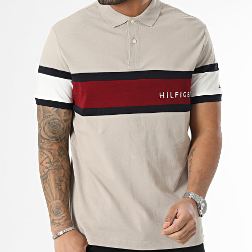 Polo Manches Courtes Colourblock Placement 0755 Beige