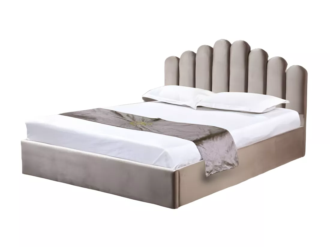 Lit coffre 2 places 160x200 cm doha velours moka