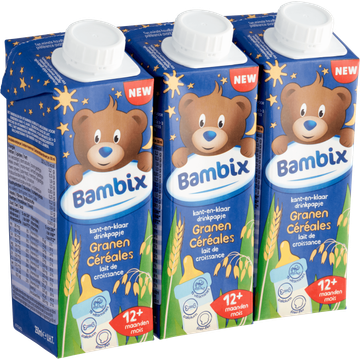 Bambix Kant-en-Klaar Drinkpapje Granen 12+ Maanden 3 x 250 ml