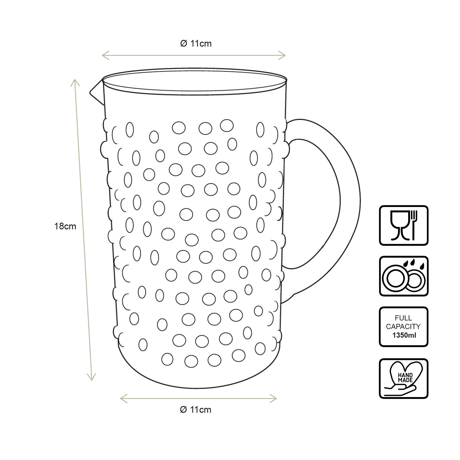 vtwonen Pitcher - Dots - 1,35 L - Dots