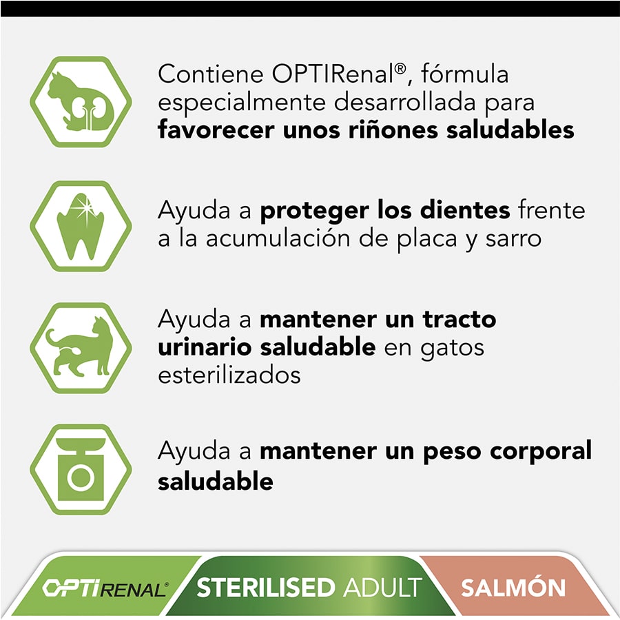 Ração esterilizada Pro Plan Adult para gatos com sabor de salmão.