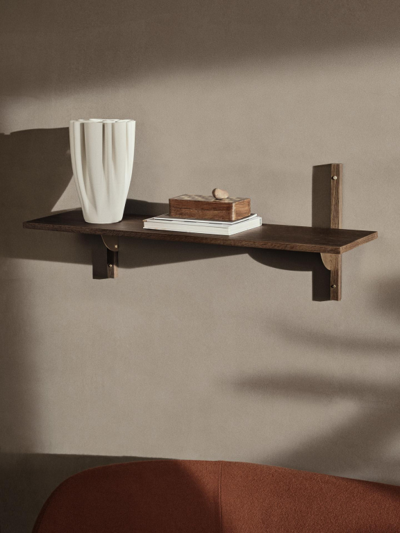 Ferm Living Sector Shelf wandplank single wide Natural Oak/Brass