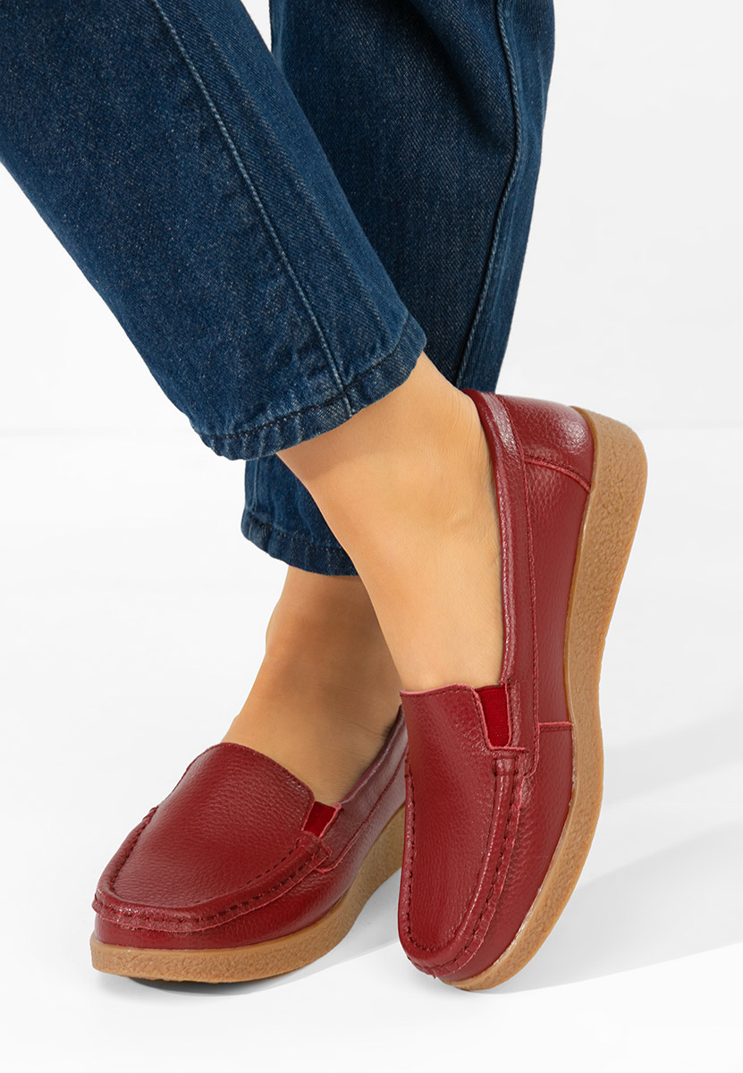 Mocassins en cuir naturel bordeaux Nerida
