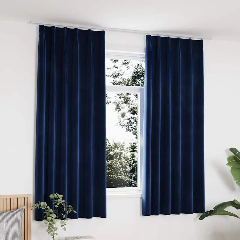 vidaXL - Gordijn - Blauw - Fluweel - 140 x 175 cm - 2 stuks