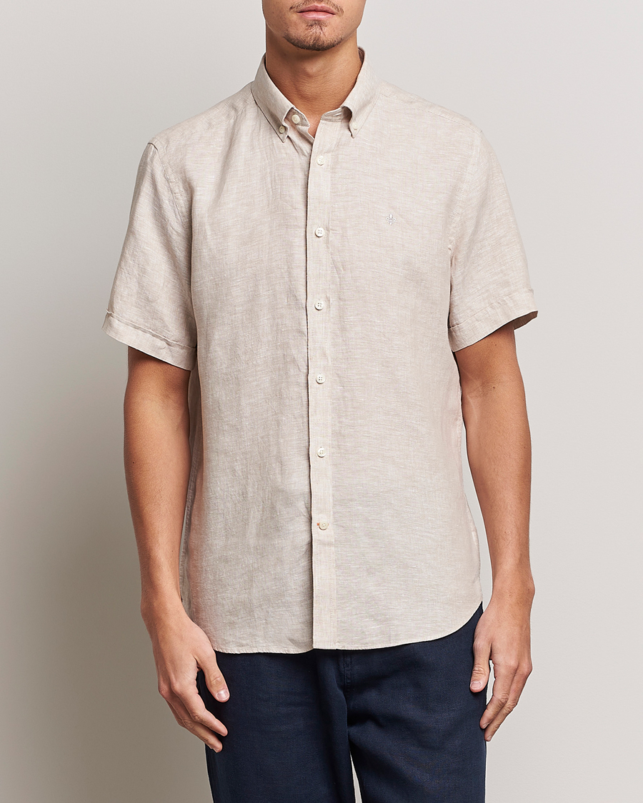 Morris Douglas Short Sleeve Linen Shirt Khaki