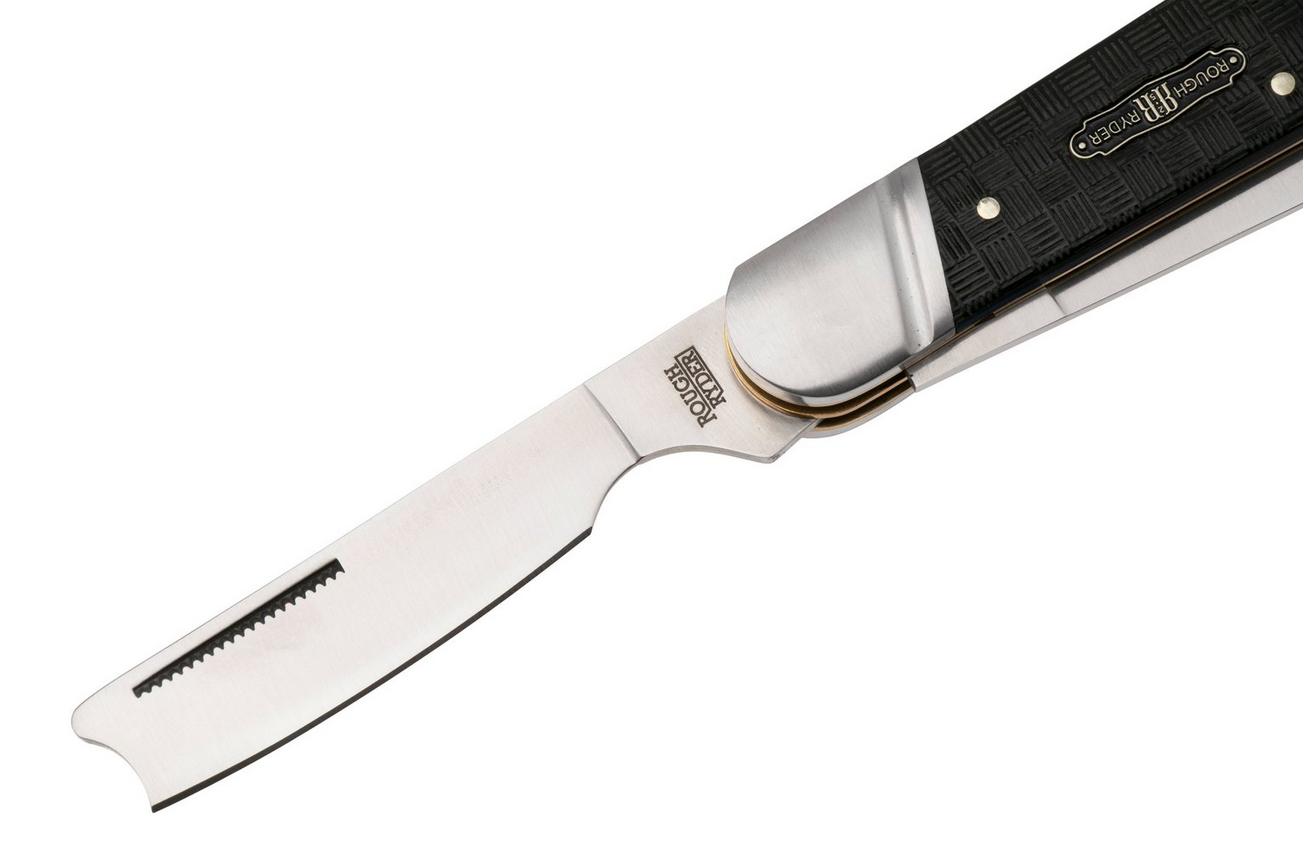 Rough Ryder Black Reserve One Arm Razor RR2568, Satin 440A, Textured Pakkawood, zakmes