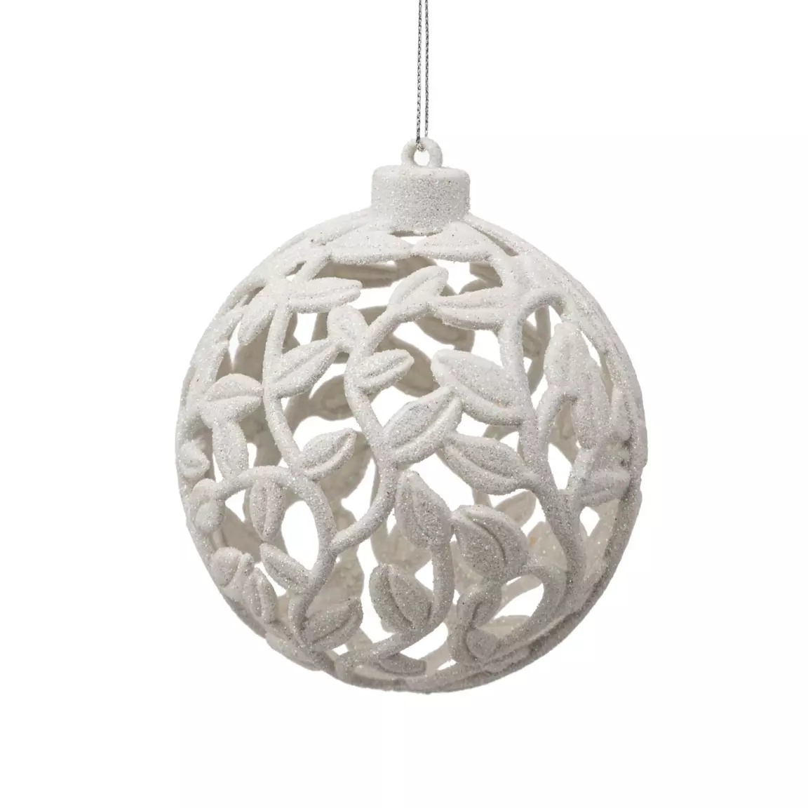 Boule de Noël (D100 mm) Feuillage découpé Blanc