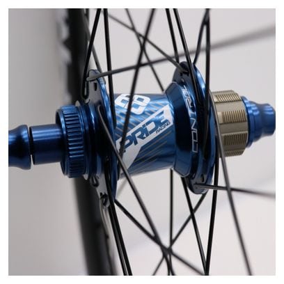 Paire de Roues Pride Gravity/Control UD Gloss Disque Carbone 28H Moyeu Bleu