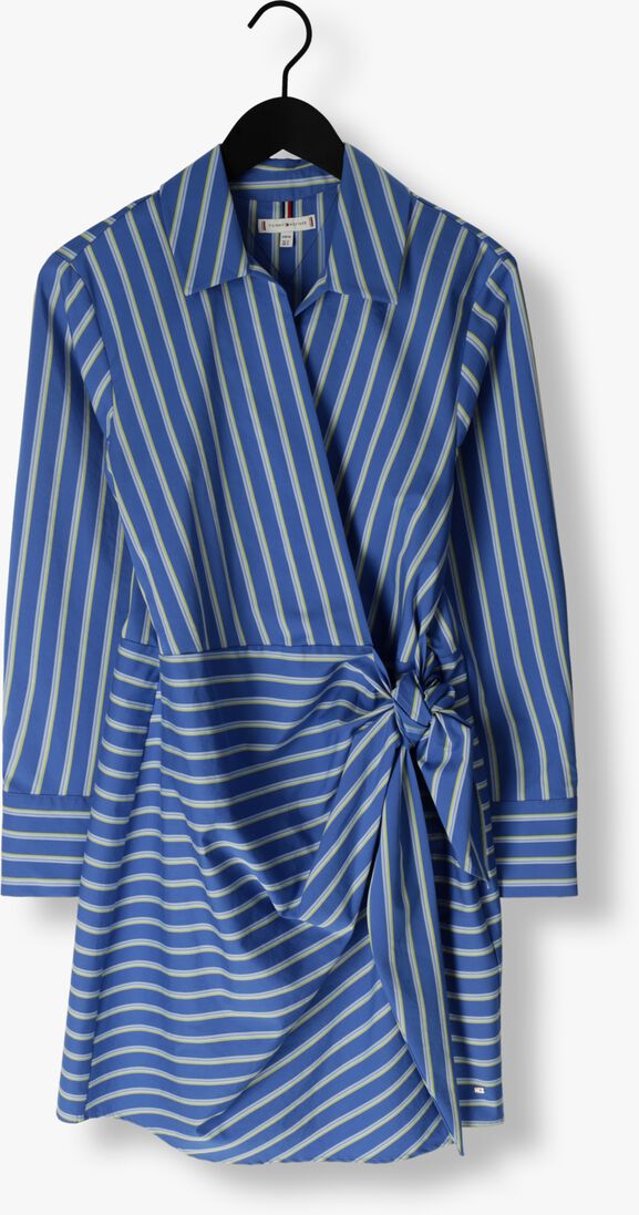 TOMMY HILFIGER blauwe tommy hilfiger mini jurk co stripe short wrap shirt dress