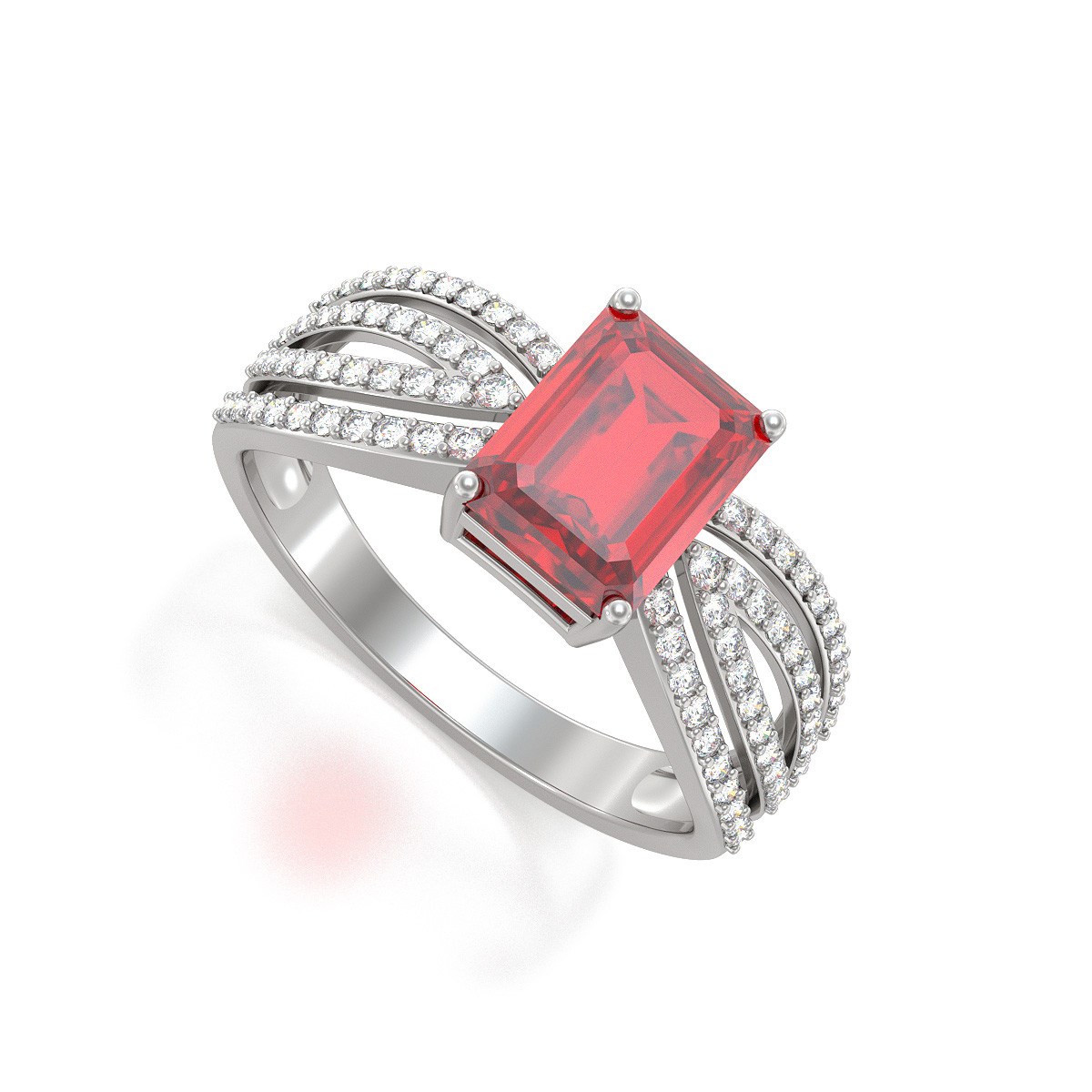 Bague Rubis et diamants sur Argent 925 2.97grs