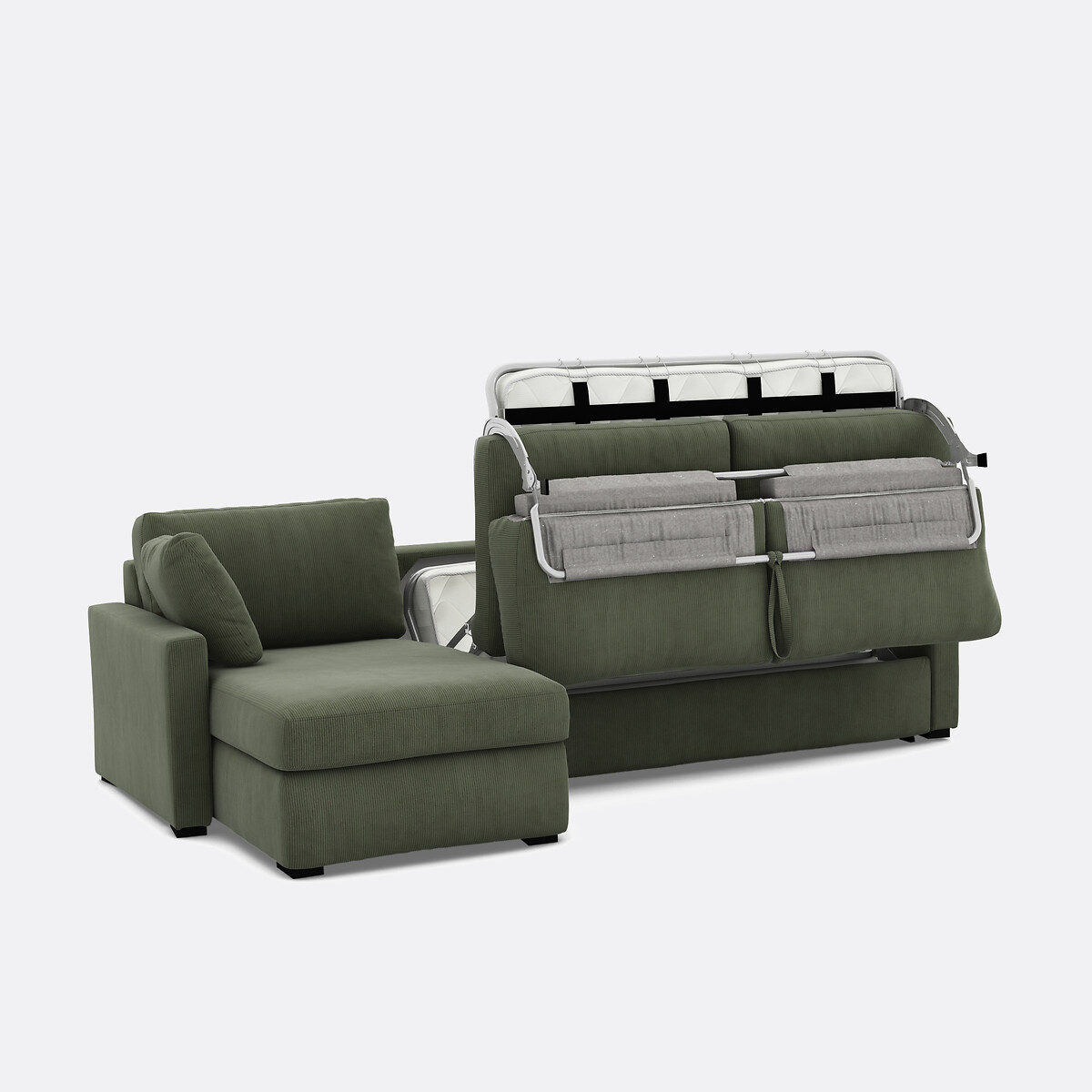 LA REDOUTE INTERIEURS<br>Sofá cama de canto em bombazina fina, Bultex, Timor