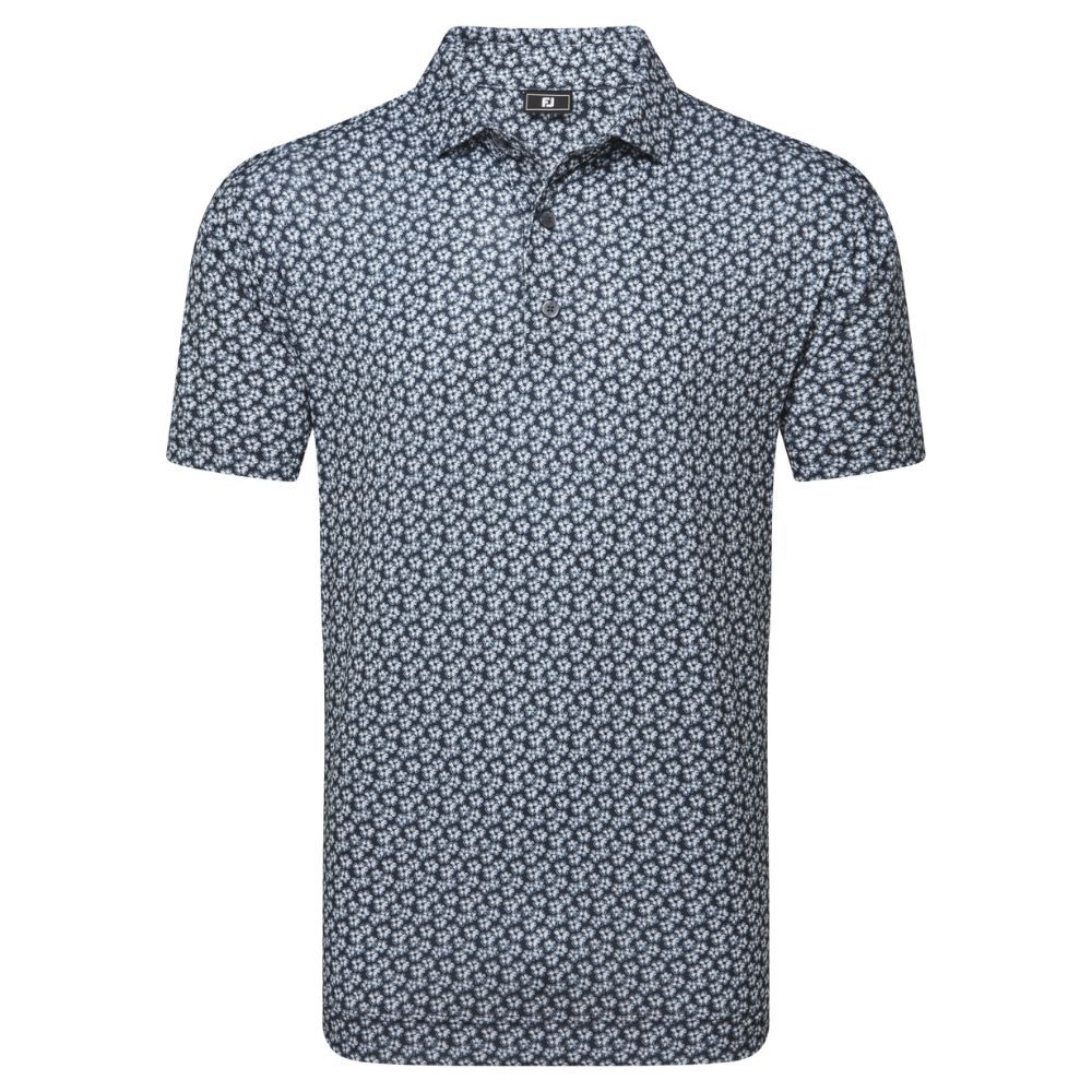 Floral Sketch Print Pique Herre Hvit/Navy