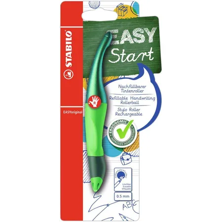 Ergonomischer Tintenroller für Rechtshänder - STABILO EASYoriginal Holograph Edition in grün -Einzelstift - Schreibfarbe blau (löschbar) - inklusive Patrone
