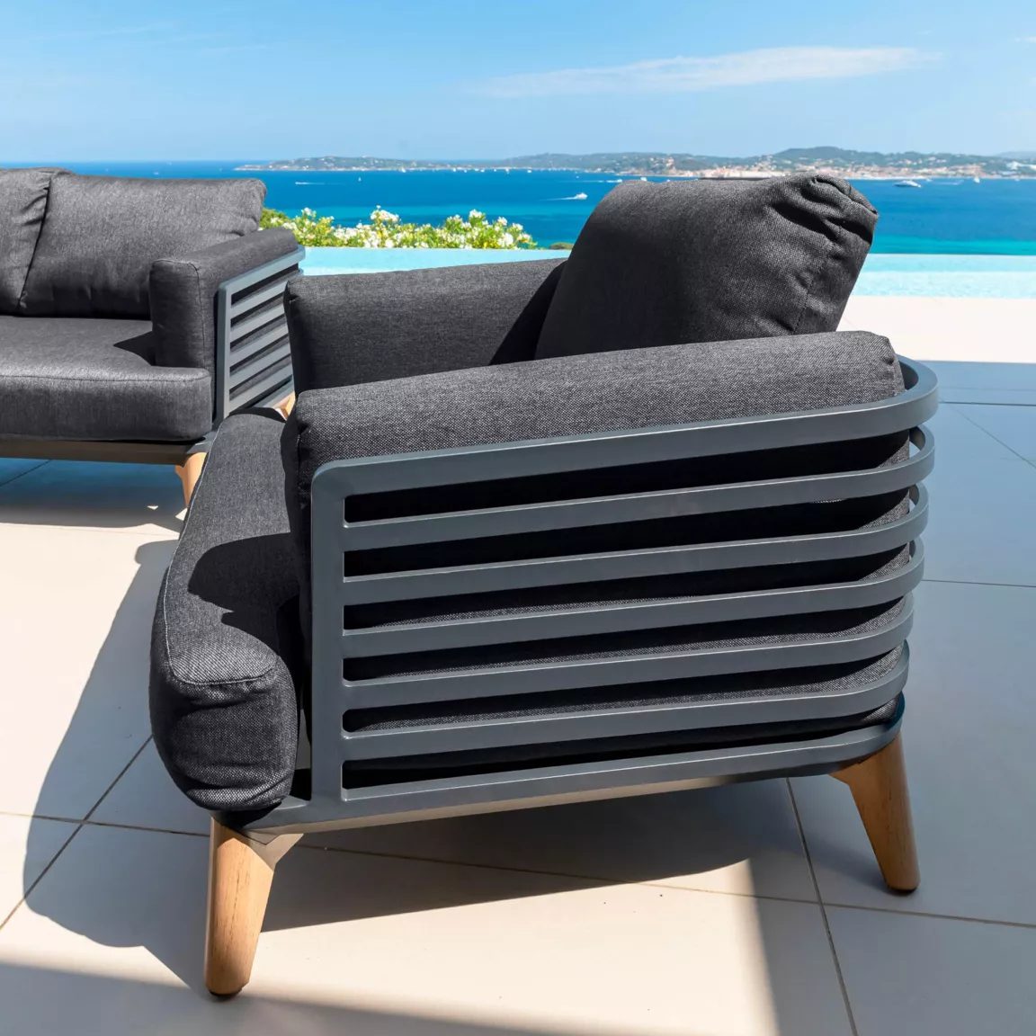 Fauteuil de jardin en aluminium Monte Carlo Gris anthracite