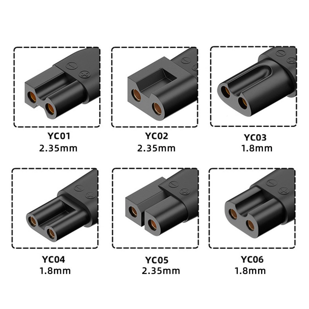 (6er Set) 5V USB C auf 2-pol. Adapter Stecker Ladekabel Aufsatz für Elektrische Rasierer (YC-01 bis YC-06) - Schwarz