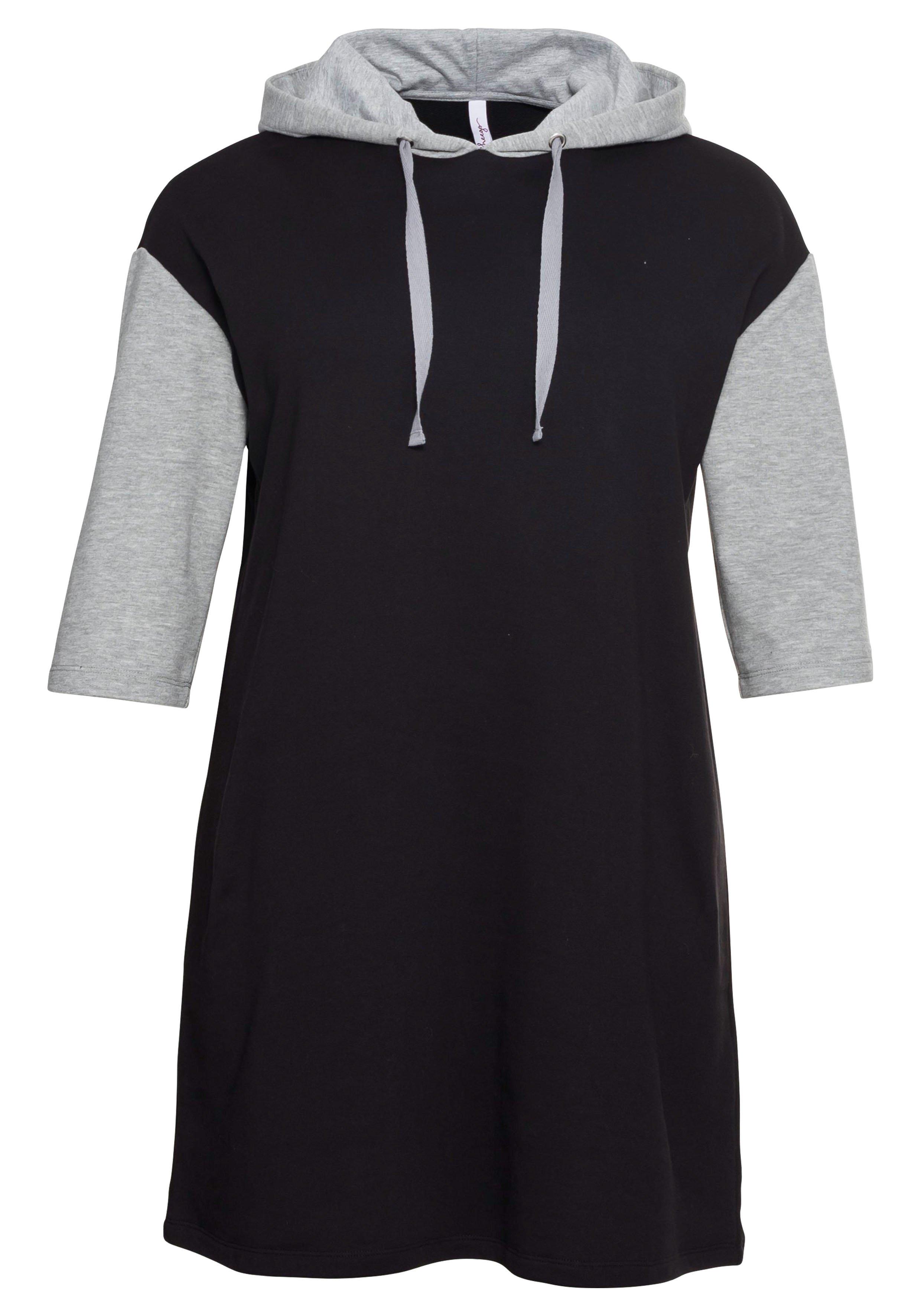 Sweatkleid mit Kapuze und Kontrastdetails