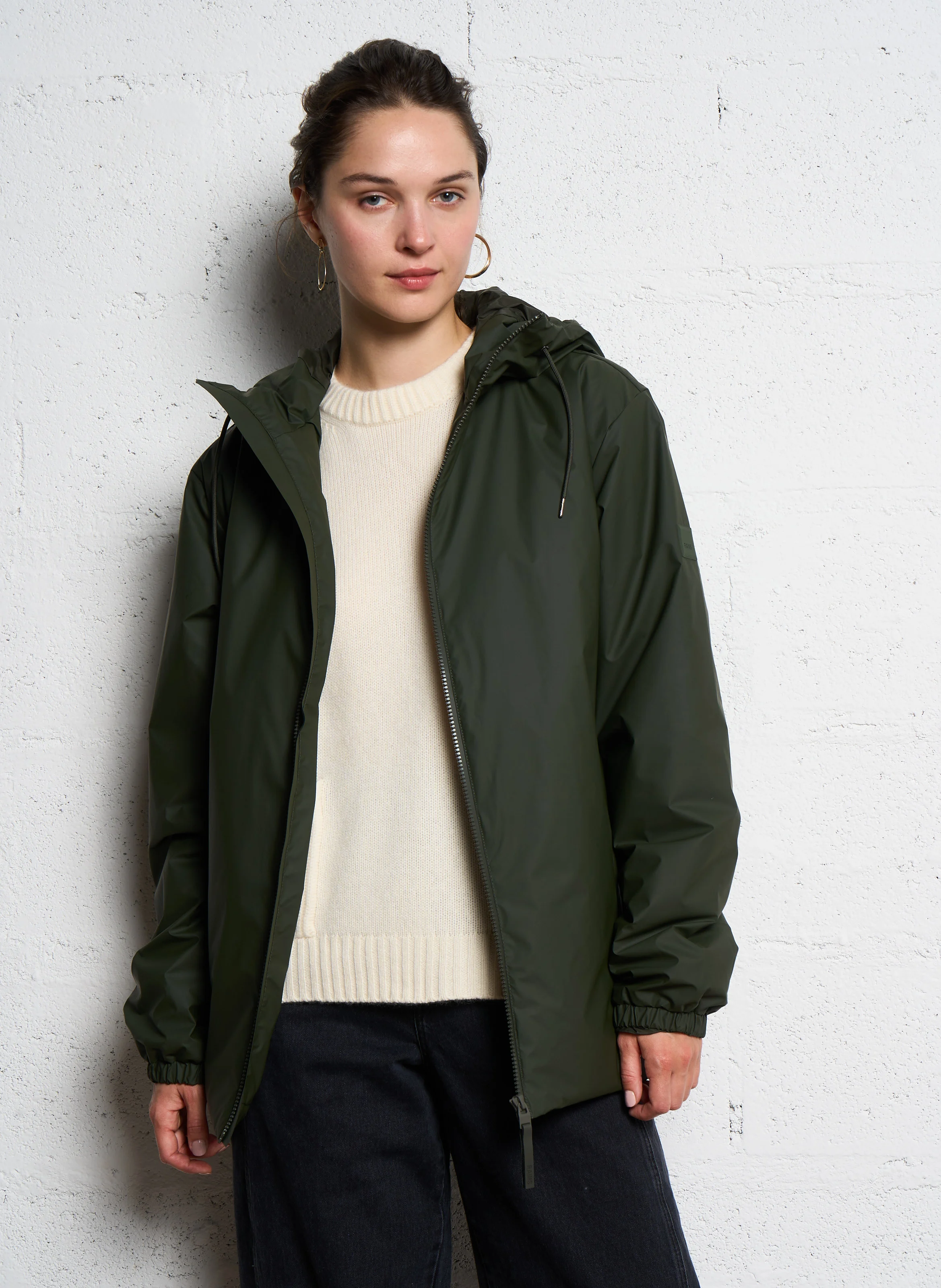 LOHJA - Imperméable droit col montant à capuche | Kaki