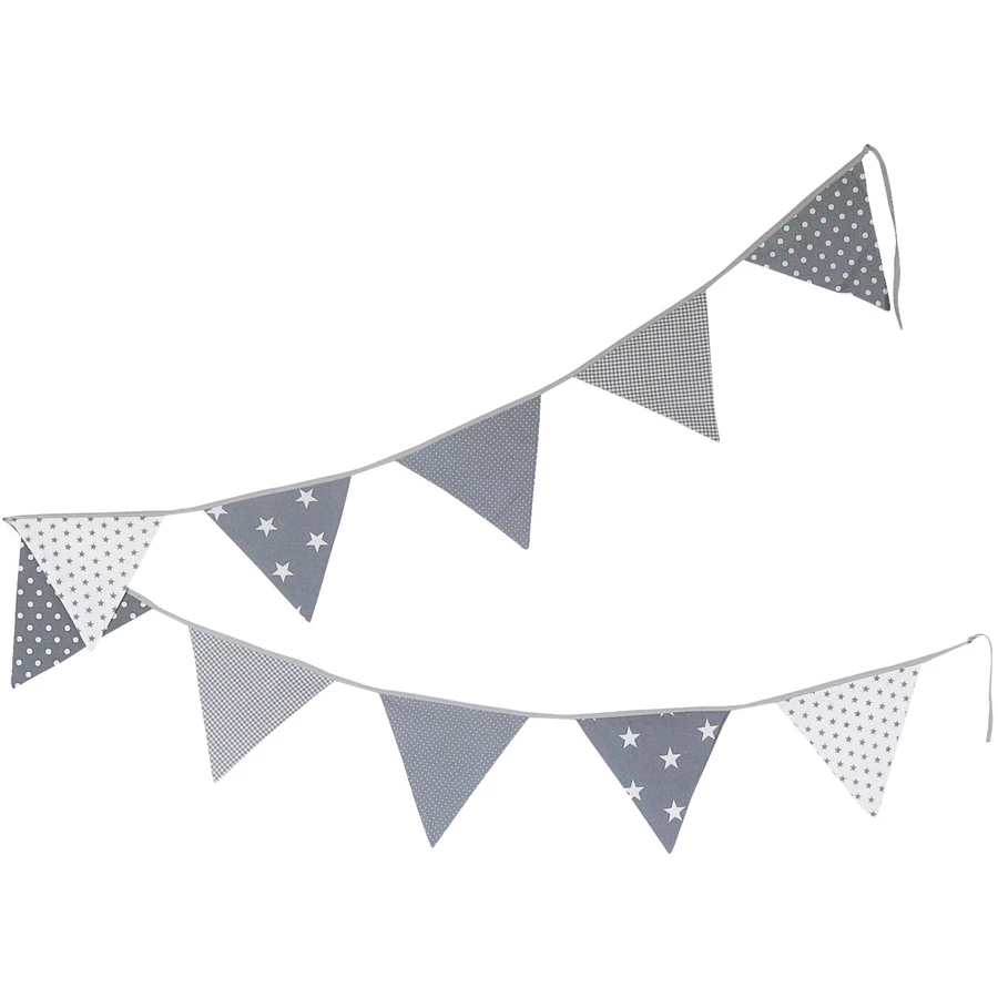 Ullenboom Wimpelkette & Stoffgirlande 325 cm (10 Wimpel) Graue Sterne