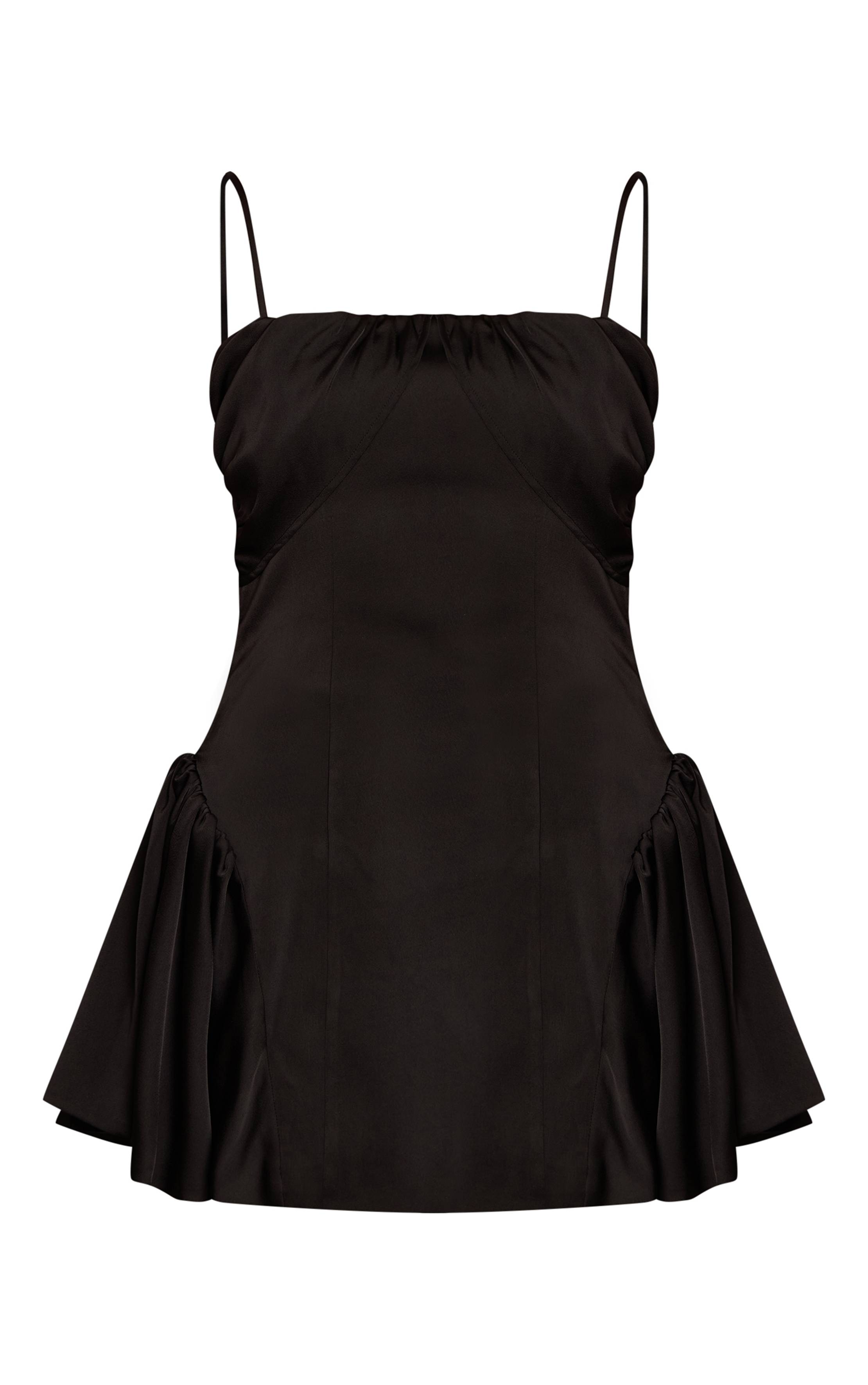 Noir Mini Robe Droite En Satin