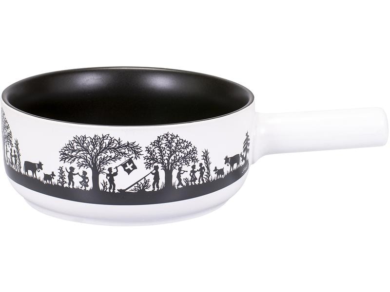 Kadastar Fondue-Caquelon Bergchilbi E22 Schwarz/Weiss Käsefondue-Caquelon