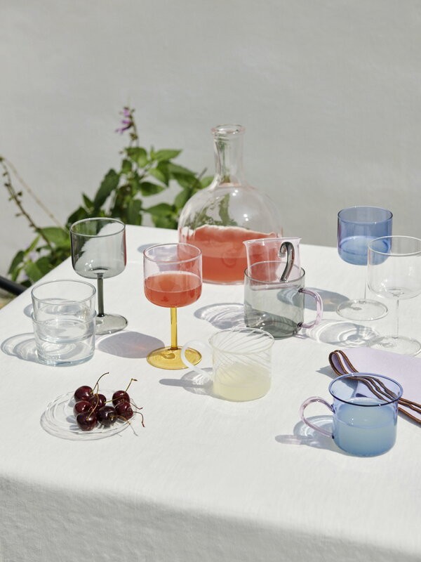 HAY - Tint Vin Glas, Sæt af 2 - Pink og gul