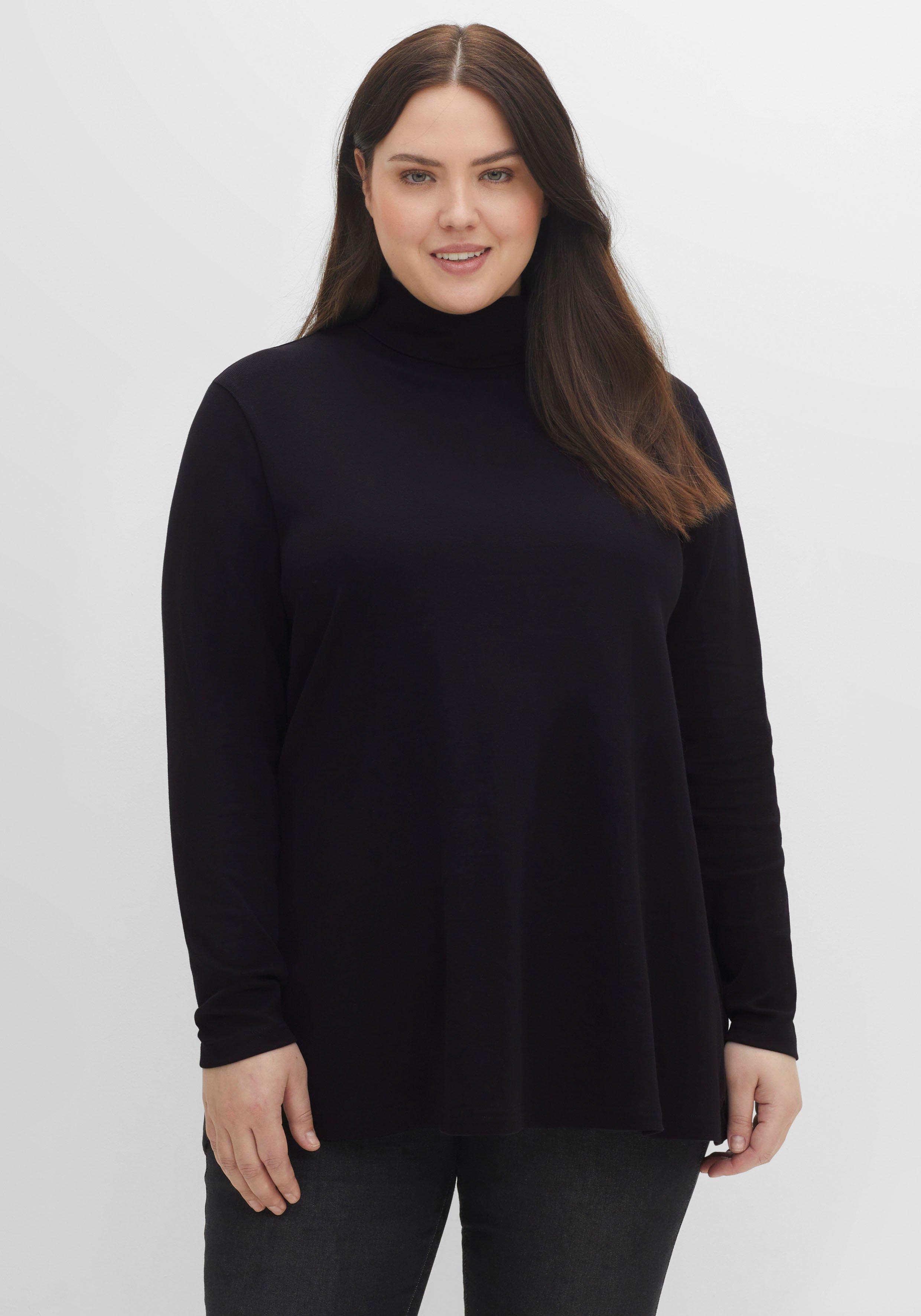 Langarmshirt mit Rollkragen, in A-Linie