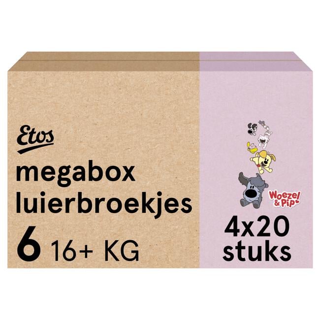 Etos Woezel & Pip Luierbroekjes Extra Large Maat 6 Megabox4x20 stuks