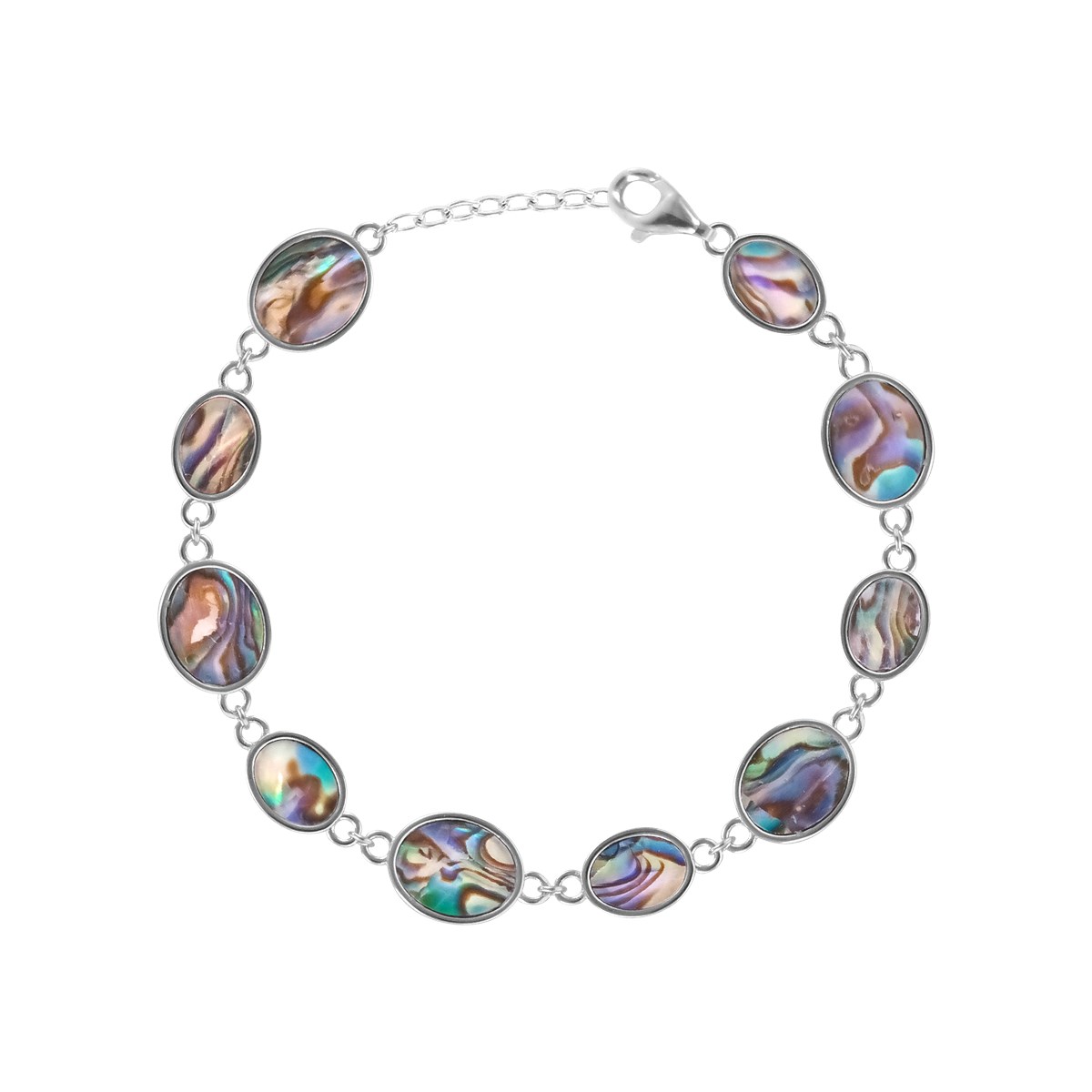 Bracelet en argent 925 rhodié avec nacre