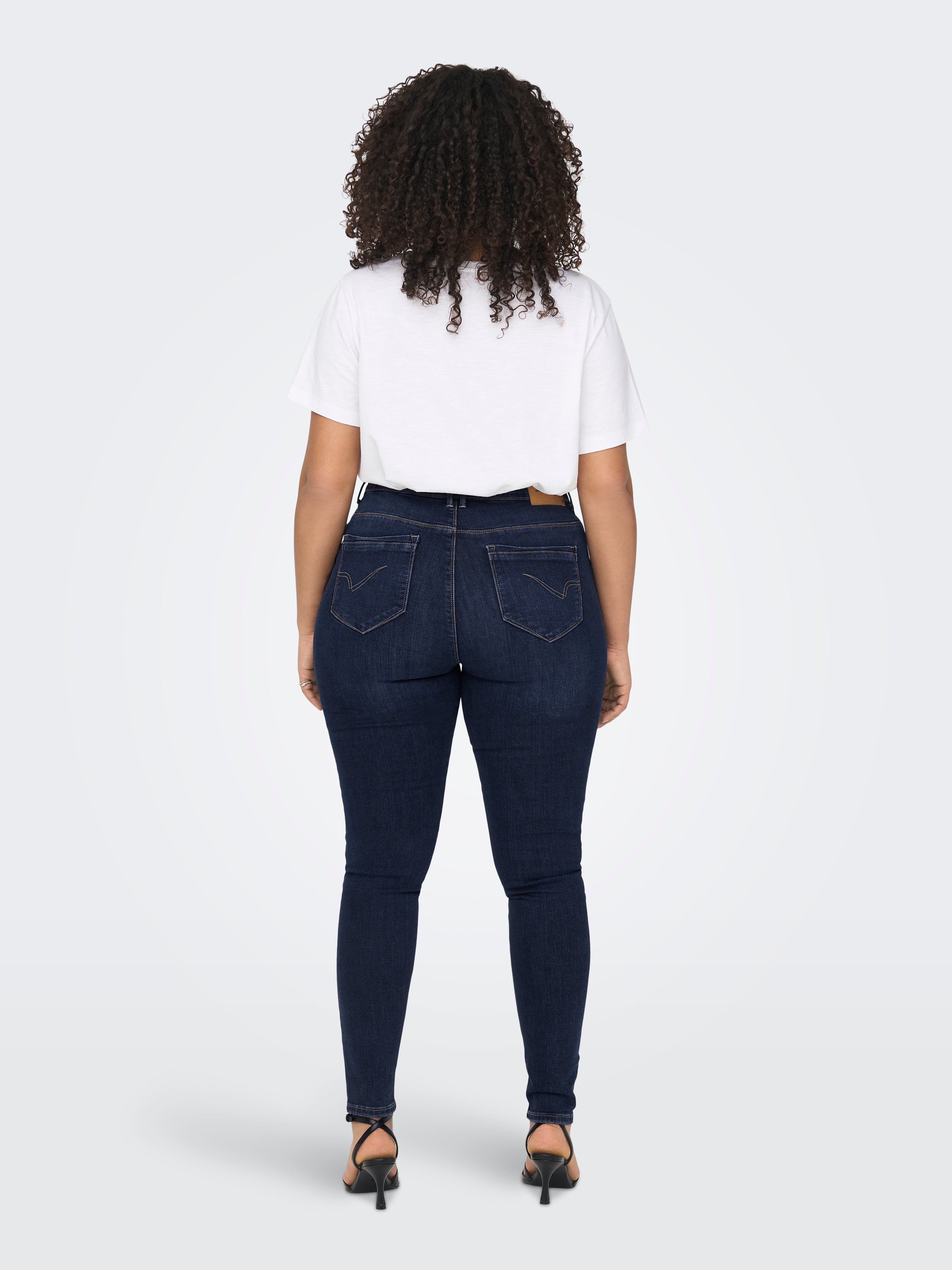 CARLAOLA Hohe Taille Skinny Fit Jeans Dark Blue Denim