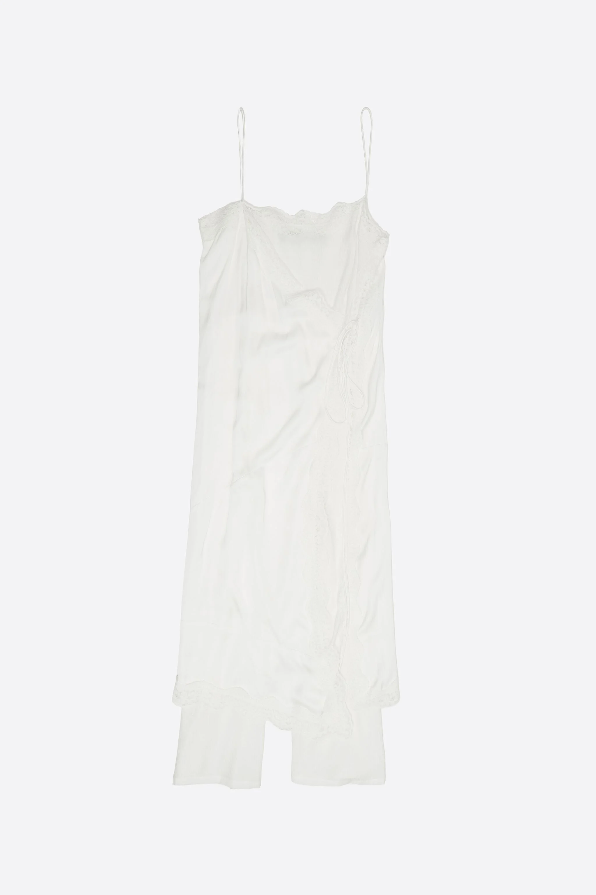 Conjunto híbrido de saia e calça de renda off-white