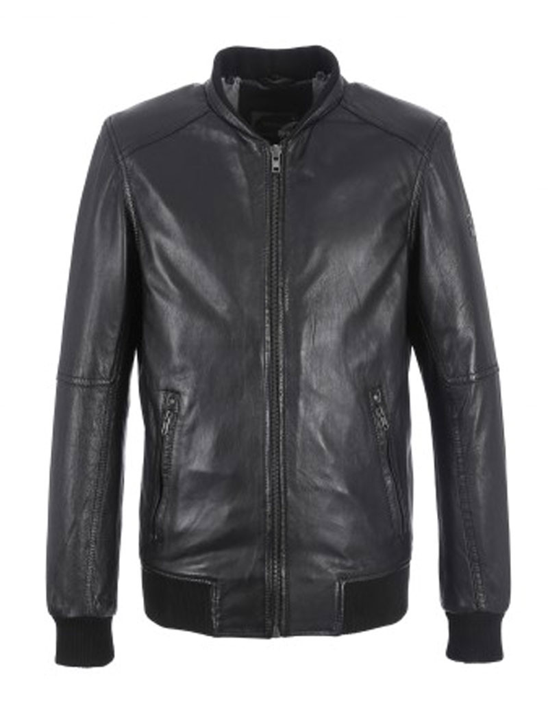 OAKWOOD BLOUSON JIMMY CUIR CAPUCHE AMOVIBLE NOIR