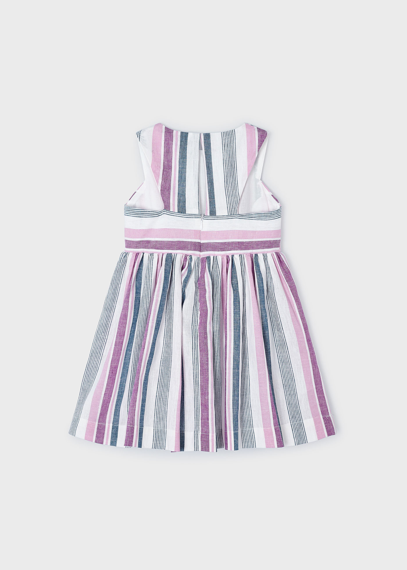 Vestido listrado de linho cor mel para meninas