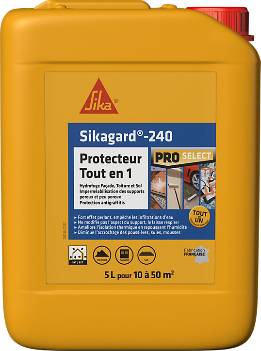 Protection hydrofuge façade, mur, toiture et sol Sika Sikagard 240 Protection Tout en 1 5 L