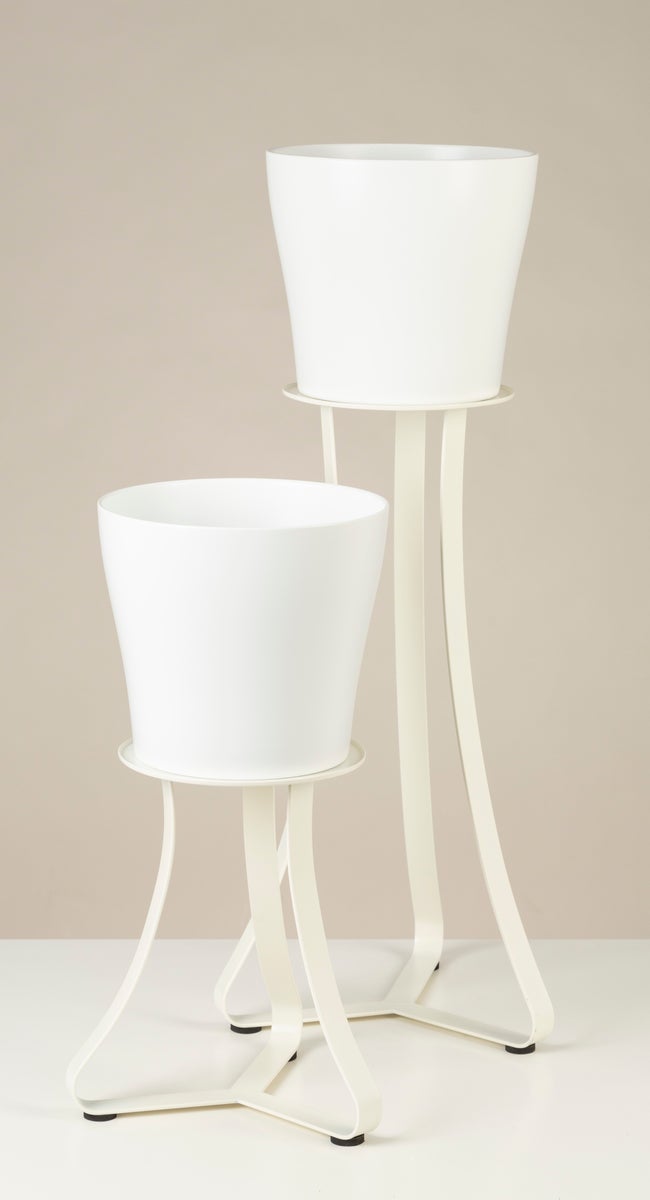Scheurich Paris 51, plantenstandaard/bloemenstandaard/bloempotstandaard/sokkel van metaal, kleur: Wit Mat, 24 cm diameter, 51,4 cm hoog, 29,6 l inhoud.