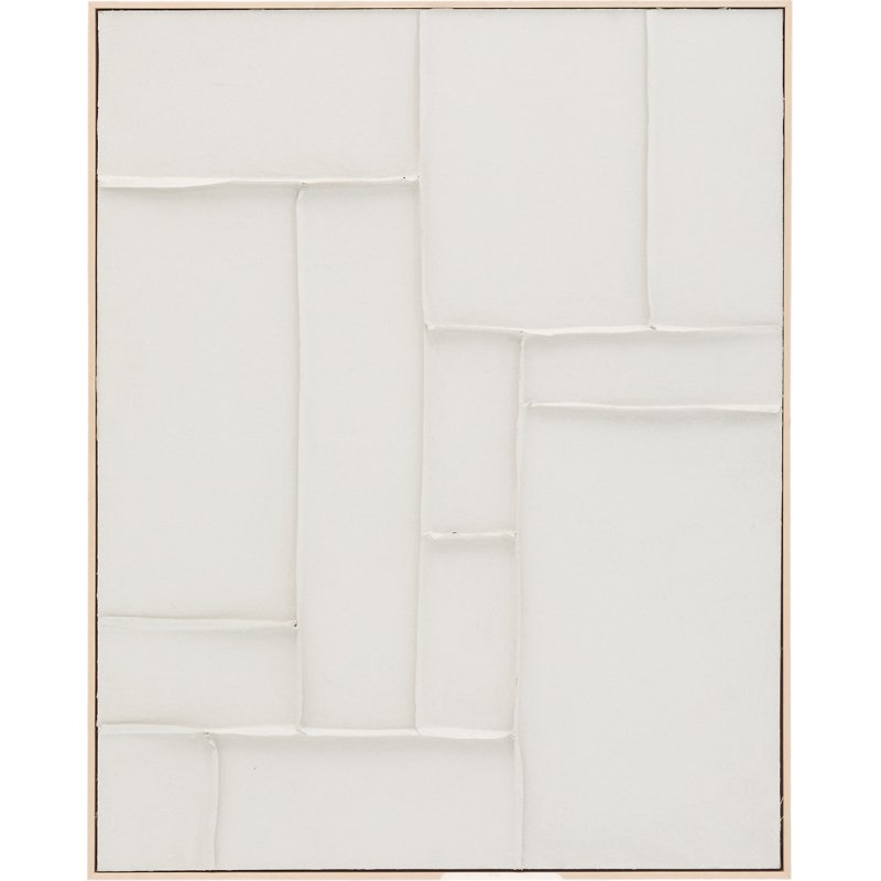 Tableau Klis en lin avec formes géométriques blanc 80 x 100 cm