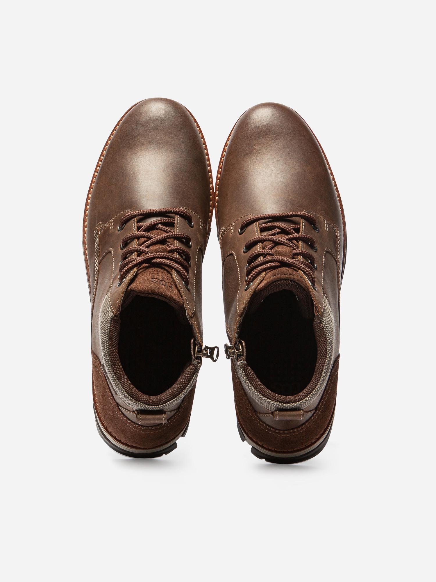 Boots Homme Confort Semelle Crantée Cuir Marron