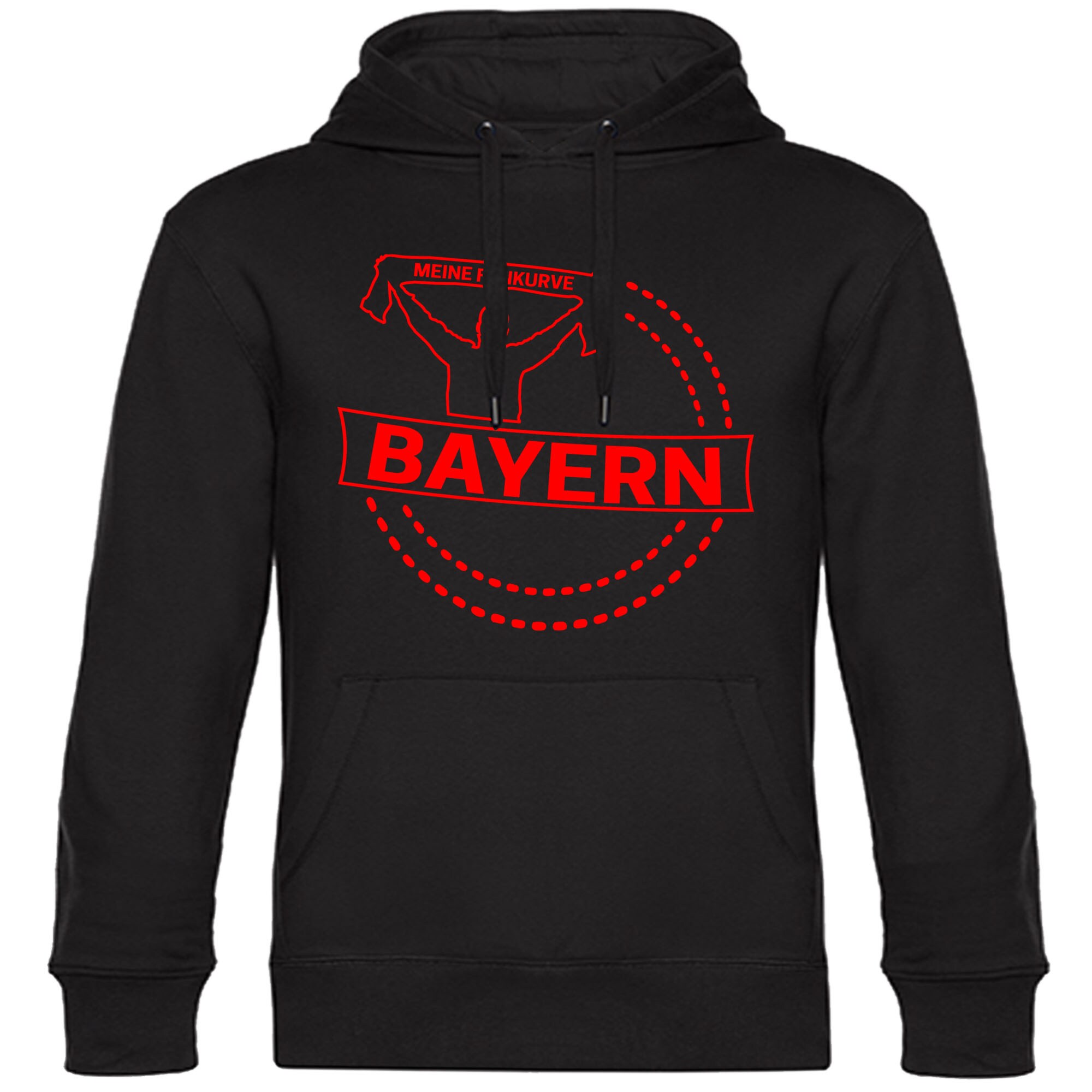 multifanshop® Kapuzen Sweatshirt - Bayern - Meine Fankurve - Druck rot