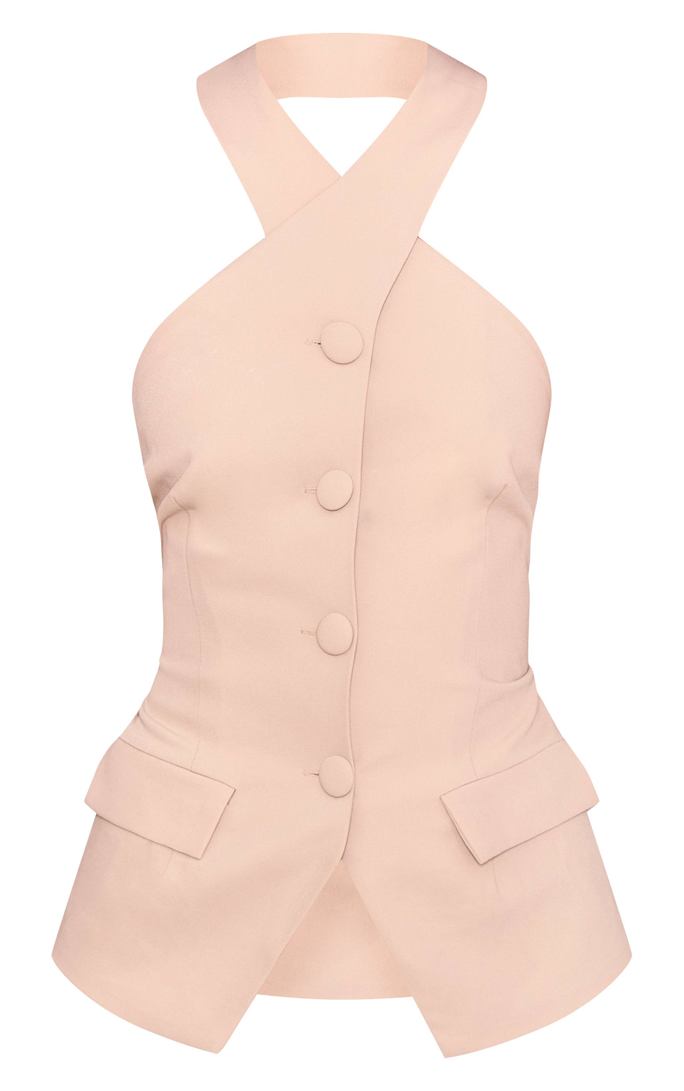 Sable Gilet Sans Manches Col Licou Ajusté Premium