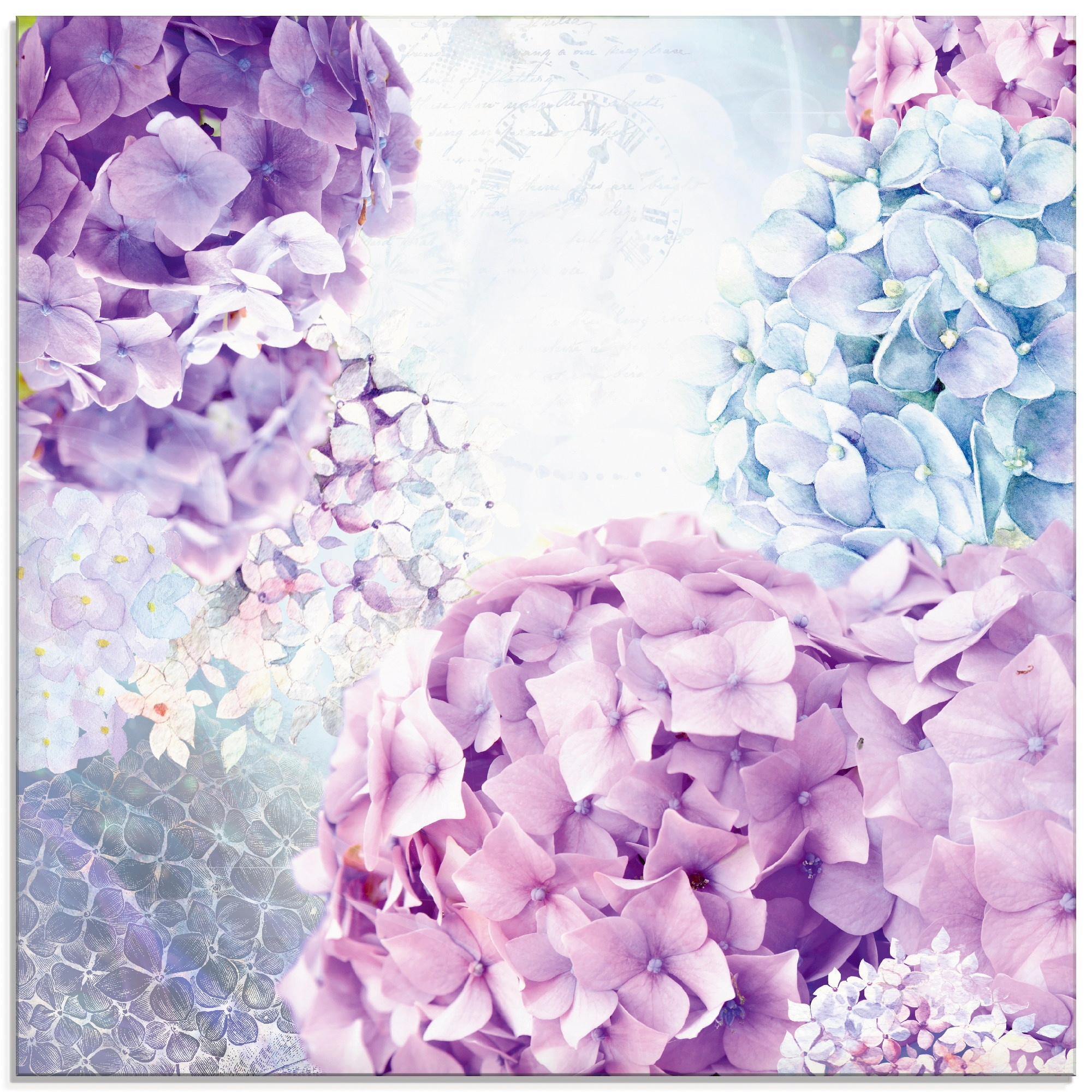 Artland Glasbild »Blau und Pink Hortensie« Blumen 1 Stk. tlg. in verschiedenen Grössen
