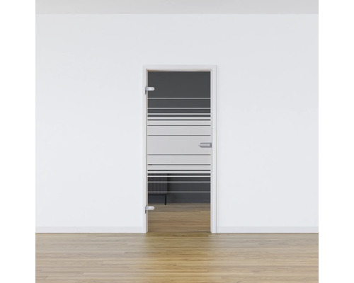 Pertura glasdeur complete set Glera Horizon 709x2085x8 mm links incl. beslag Jonte Studio niet-vergrendelbaar