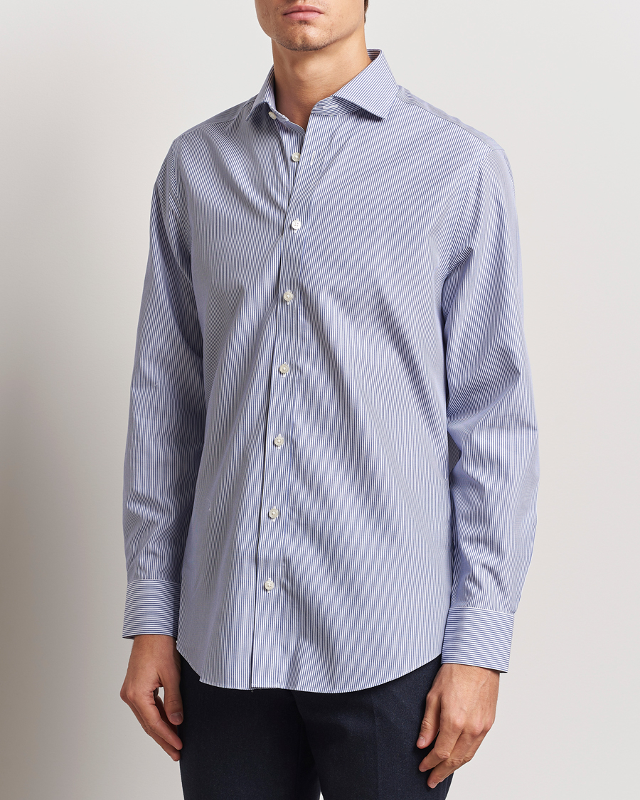 Charles Tyrwhitt Slim Fit Non Iron Bengal Stripe Poplin Shirt Navy
