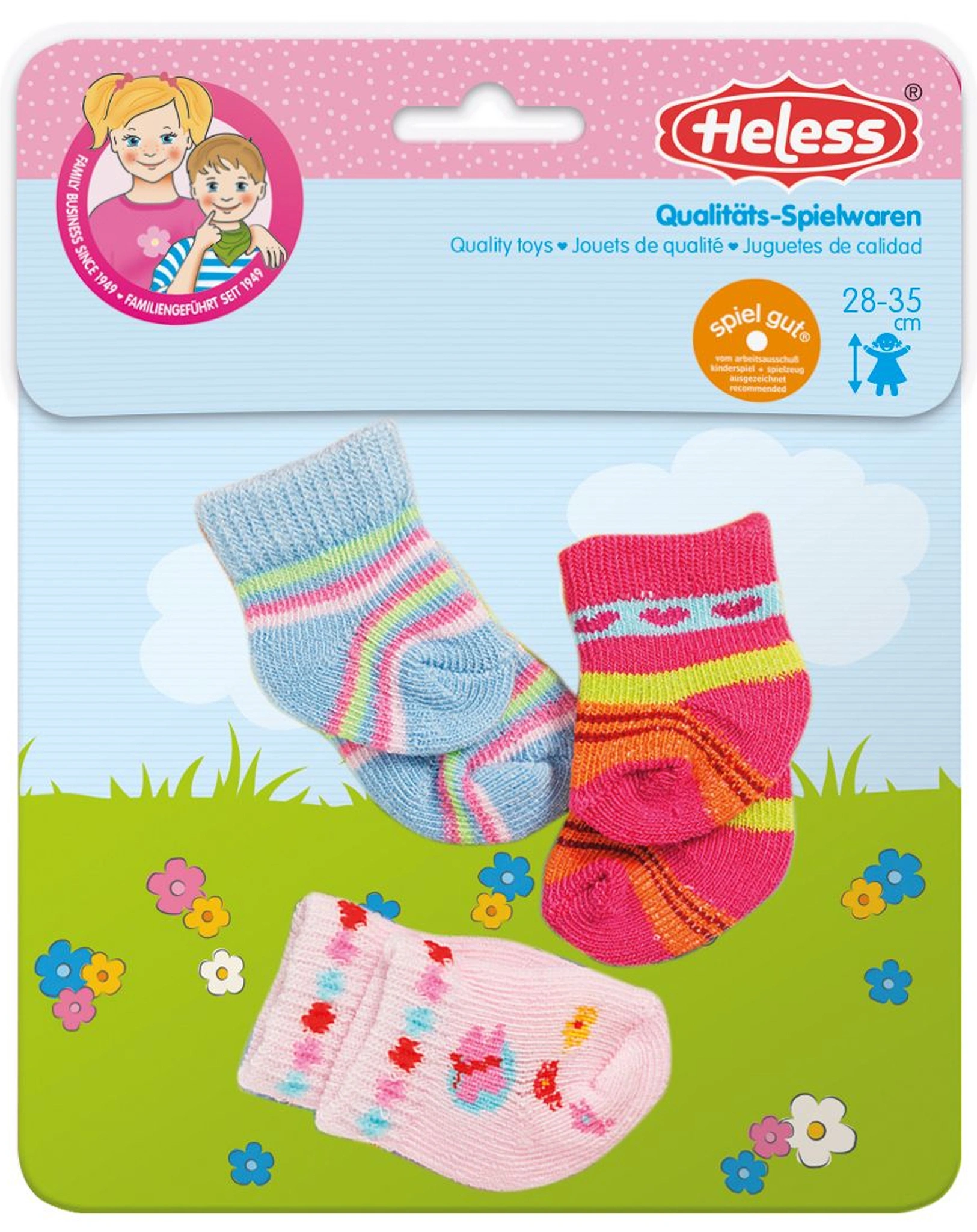 Puppen-Söckchen gemustert 3er Pack klein (28-35 cm)