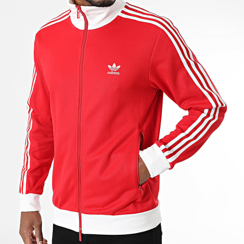 Veste Zippée A Bandes Beckenbauer IM4511 Rouge Blanc
