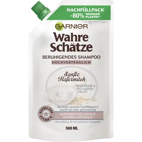 Wahre Schätze Beruhigendes Shampoo Sanfte Hafermilch Nachfüllpack