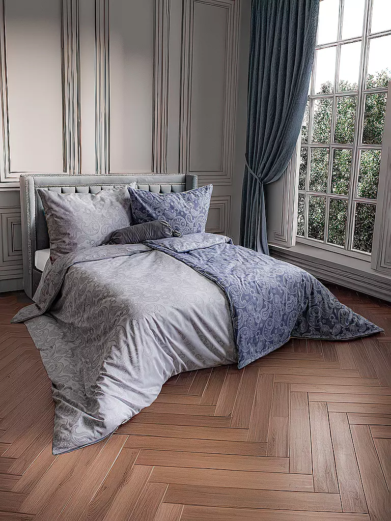 FLEURESSE Damast Bettwäsche RUBIN 70x90cm / 140x220cm Midnight grau