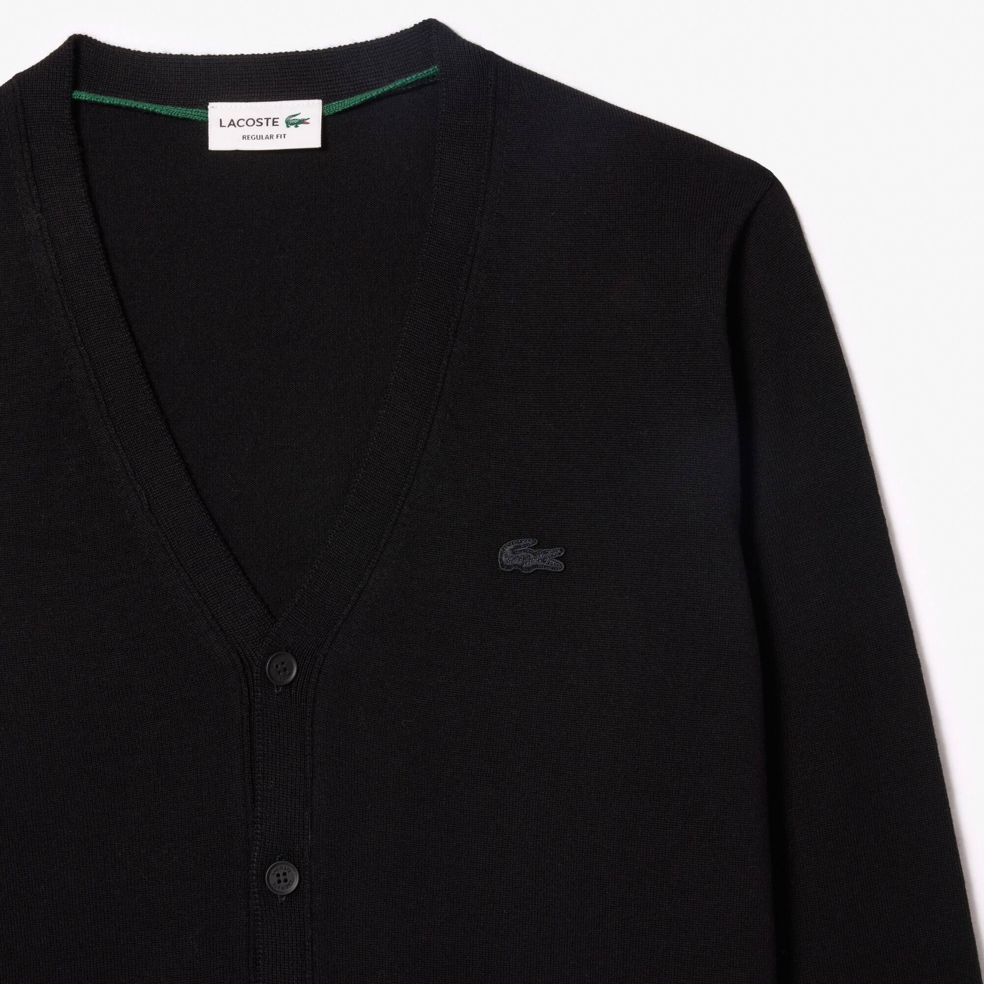 Cardigan en laine mérinos Pullovers - Noir - Lacoste - Homme