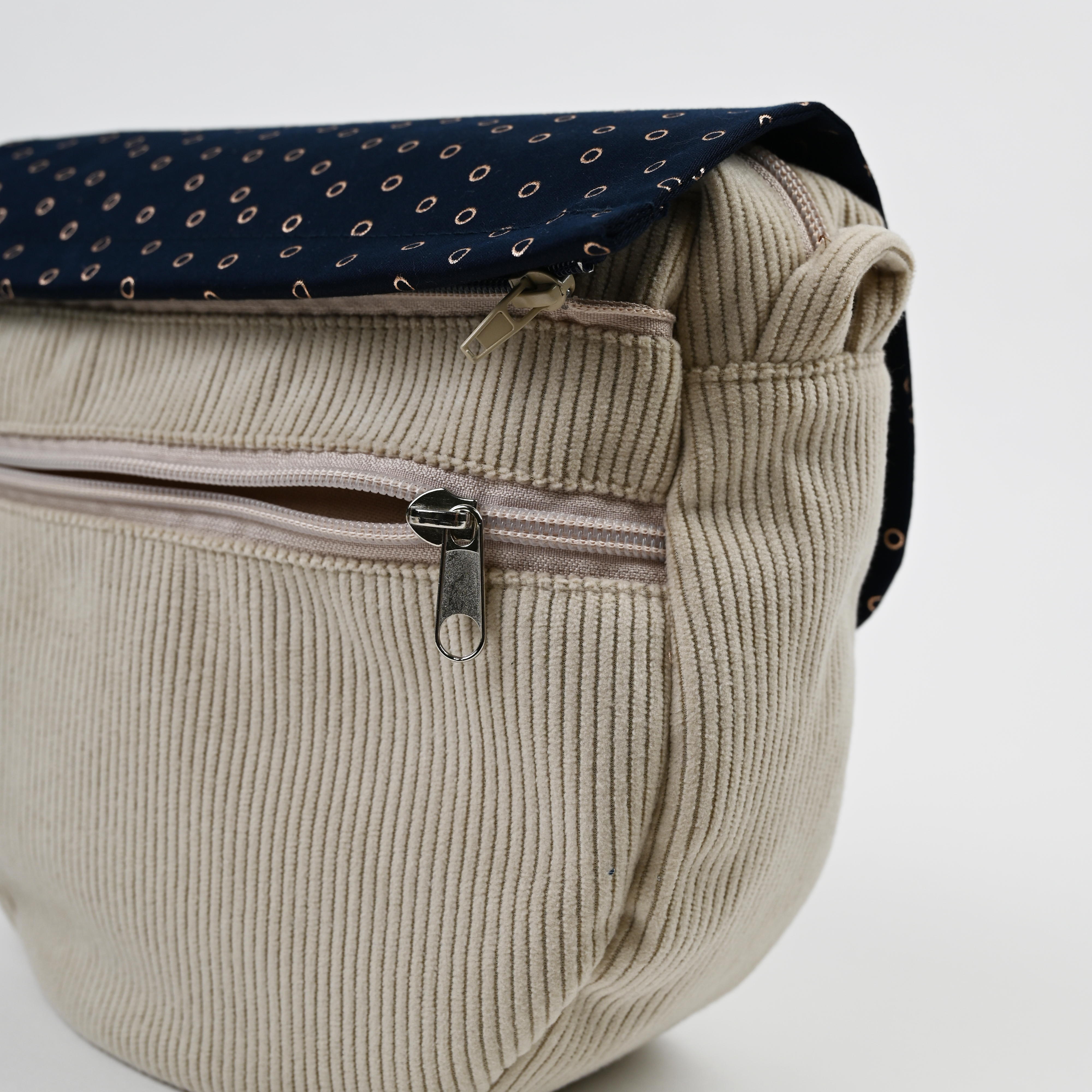 Base Petite Besace Sans Bandoulière Velours Côtelé Beige