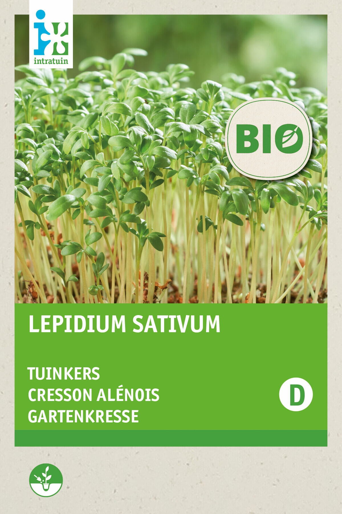 Biologische Intratuin kiemgroentezaad Gewone Tuinkers (Lepidium sativum)