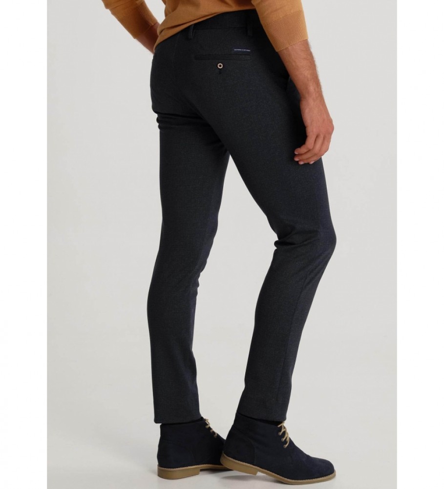 Victorio & Lucchino, Calças Chino Estampadas em Malha Azul Marinho V&L