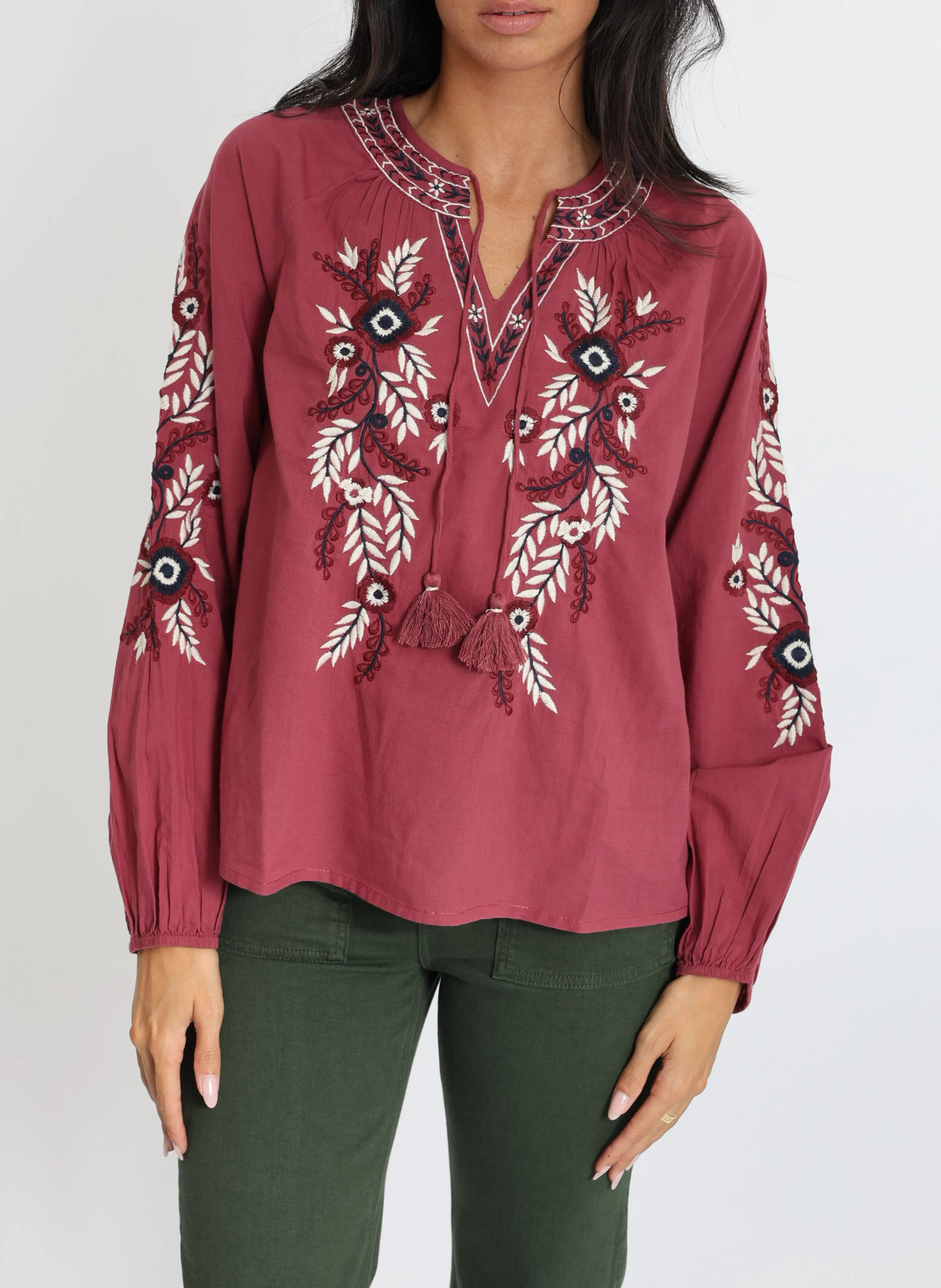 HANNAH - Blouse brodée en coton | Rose
